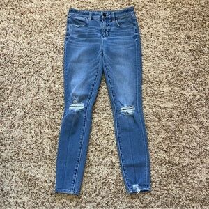 American Eagle Outfitters Blue Ripped Skinny Jeans